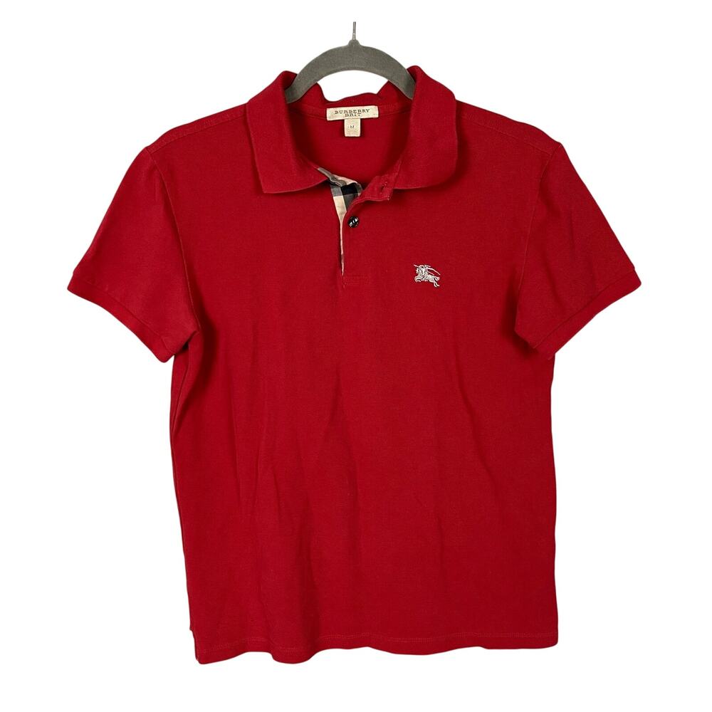 Burberry Brit Polo Boys Size M Red Short Sleeve Preppy School Designer